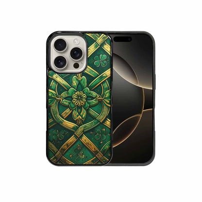iPhone 16 Pro Case — Irish Celtic Knot Pattern Shamrocks Seamless, Custom Art Phone Cover