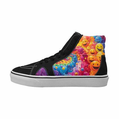 MEN'S Smiley Facessmiley Faces  High Top Canvas Vibrant Chaos Sneakers