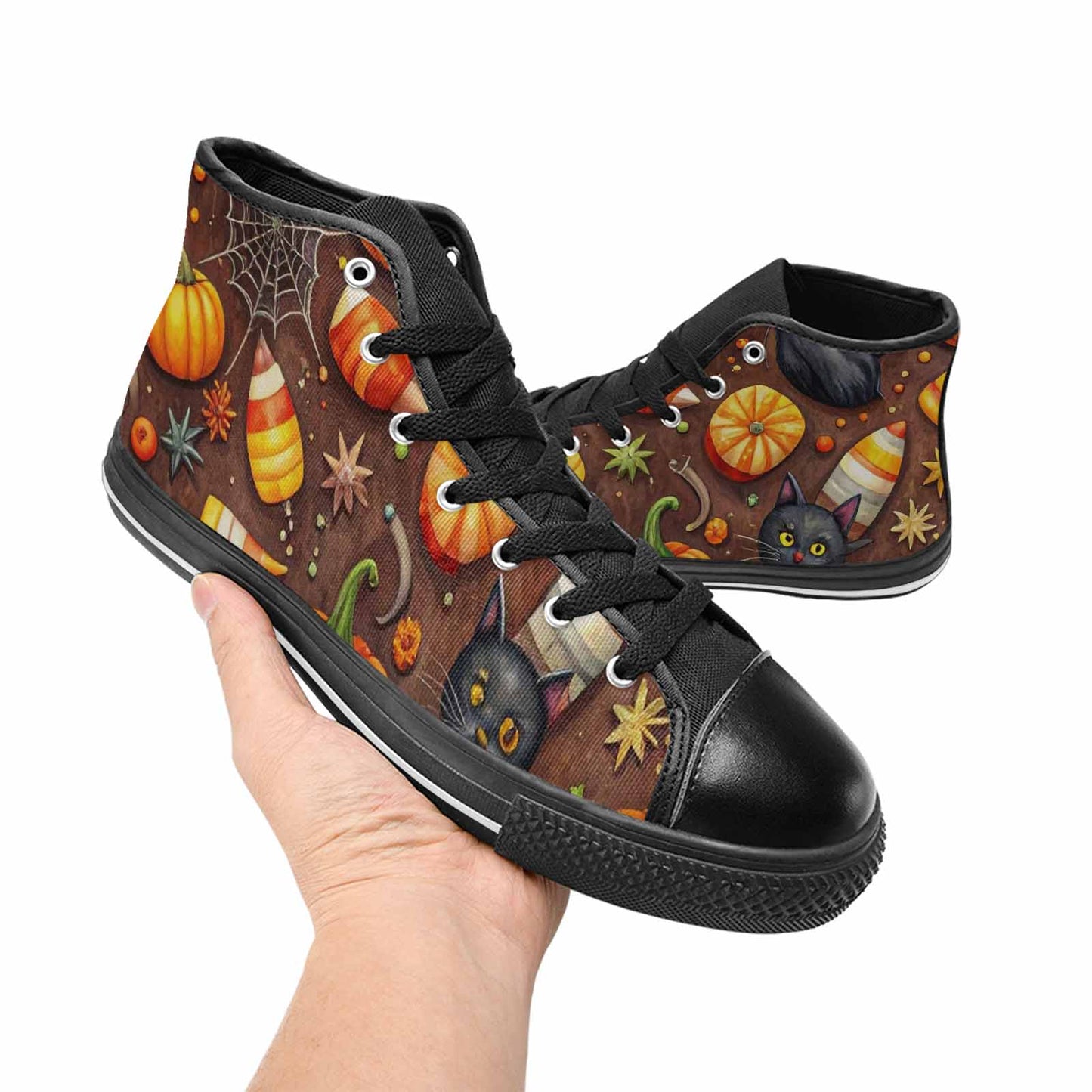 WOMEN'S Halloween High Top Canvas Vibrant Chaos Custom Shoes