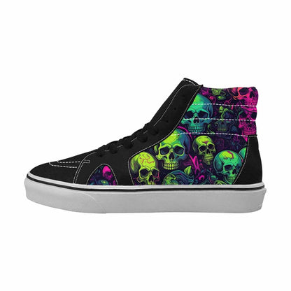 WOMEN'S Skulls - Neon High Top Canvas Vibrant Chaos Custom Shoes