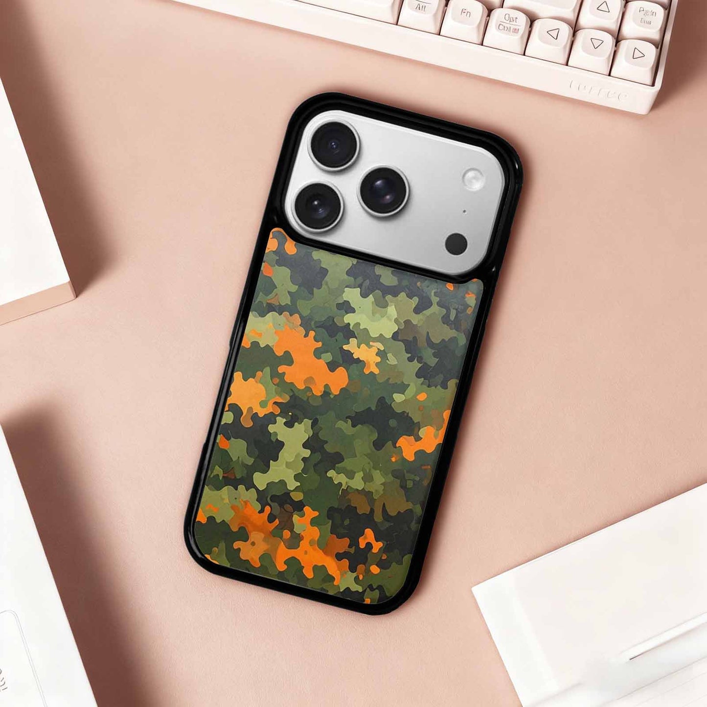 iPhone 17 Pro Case — Small Military Camouflage Blotch Pattern Camo, Unique Phone Case Design