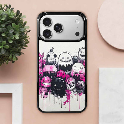 iPhone 17 Pro Max Case — Black &amp; Pink Ink Cartoon Cute, Original Design Phone Case