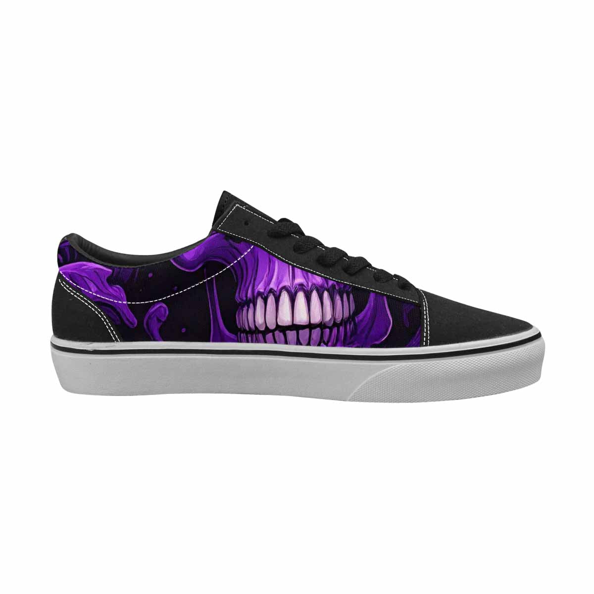 WOMEN'S Monochrome Purple Skeletons × Lace-Up Canvas Melting Art Custom Sneakers