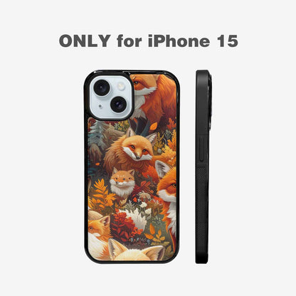 iPhone 15 Case — Fox Forest Fox Forest Pattern Hundreds, Custom Designed Case Cover