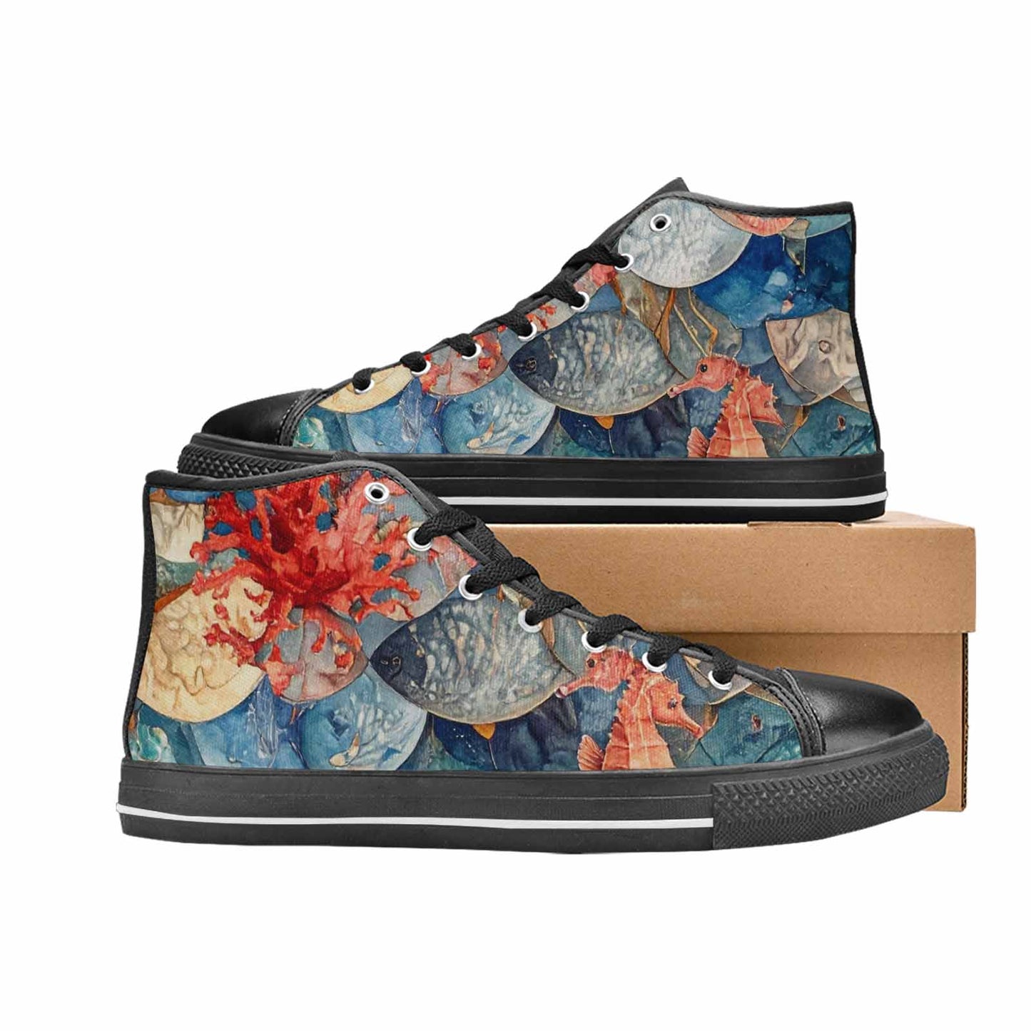 WOMEN'S Fish Scale Coral High Top Canvas Aesthetic Shoes