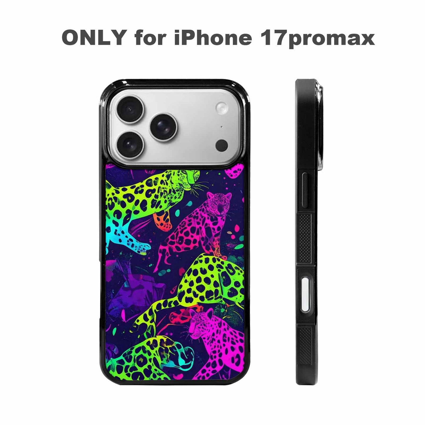 iPhone 17 Pro Max Case — Leopard Print Neon Seamless Animal Print, Custom Printed Phone Case