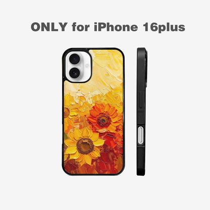 iPhone 16 Plus Case — Impressionist Sunflower Brushstroke Pattern Hundreds Of, Customized Protective Case