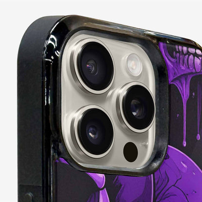 iPhone 16 Pro Max Case — Monochrome Purple Skeletons Neon Drip Melting, Custom Designed Case Cover