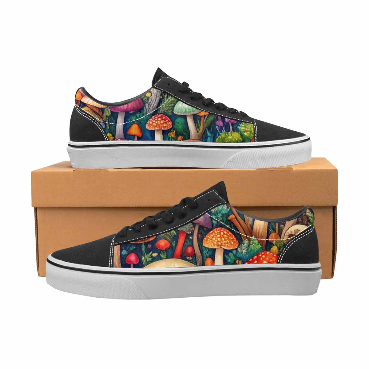 WOMEN'S Mushrooms (general) Mushrooms Pa Lace-Up Canvas Surreal Custom Shoes