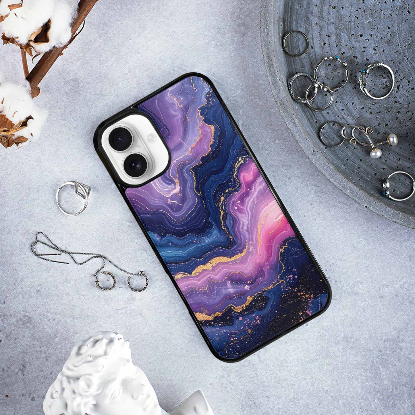 iPhone 16 Plus Case — Marble Galaxy Custom Personalized Phone Cover, Custom Print Case Cover