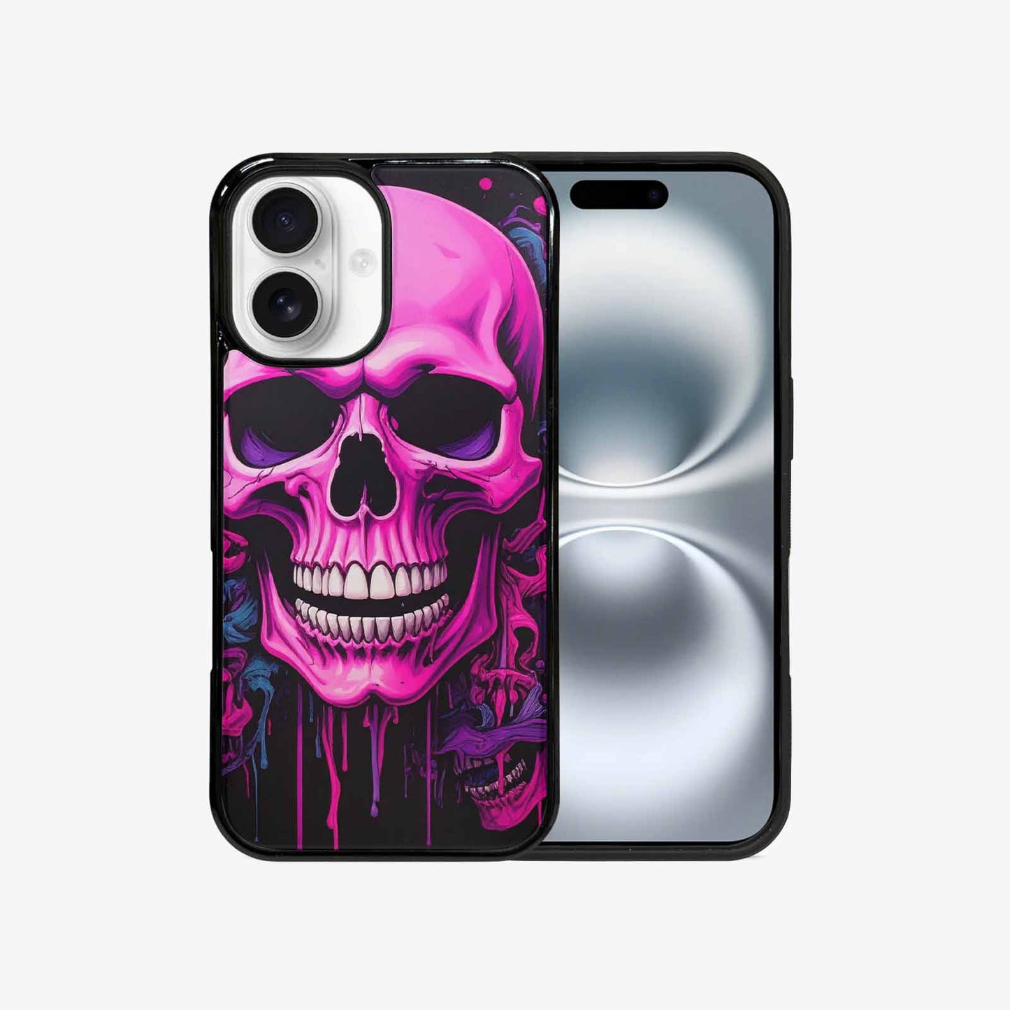 iPhone 16 Case — Pink Purple Skeletons Neon Drip Melting, Customized Protective Case
