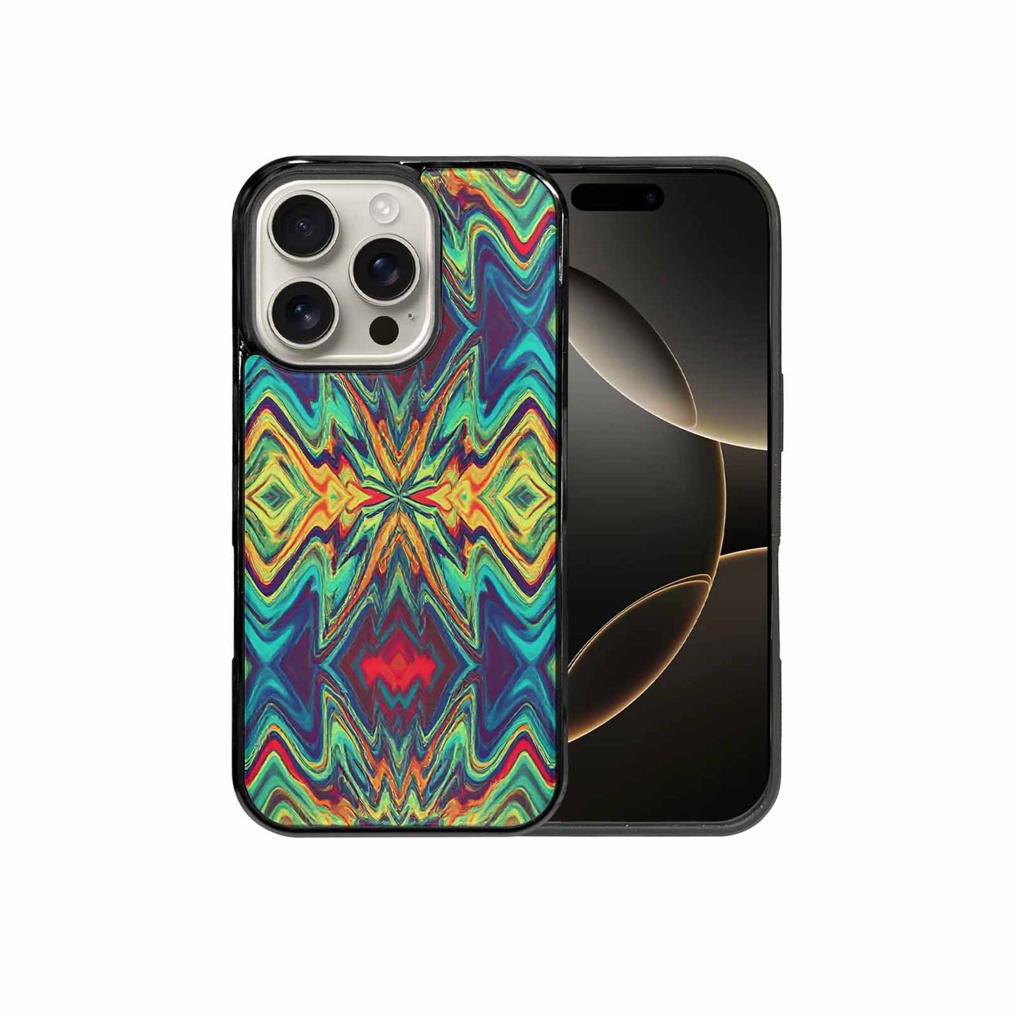iPhone 16 Pro Case — Holographic Tribal Blaze, Custom Art Phone Cover