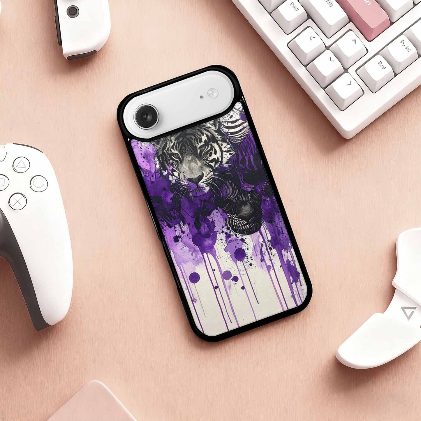 iPhone 17 Air Case — Black Purple Ink Animal Print Animal, Personalized Phone Case
