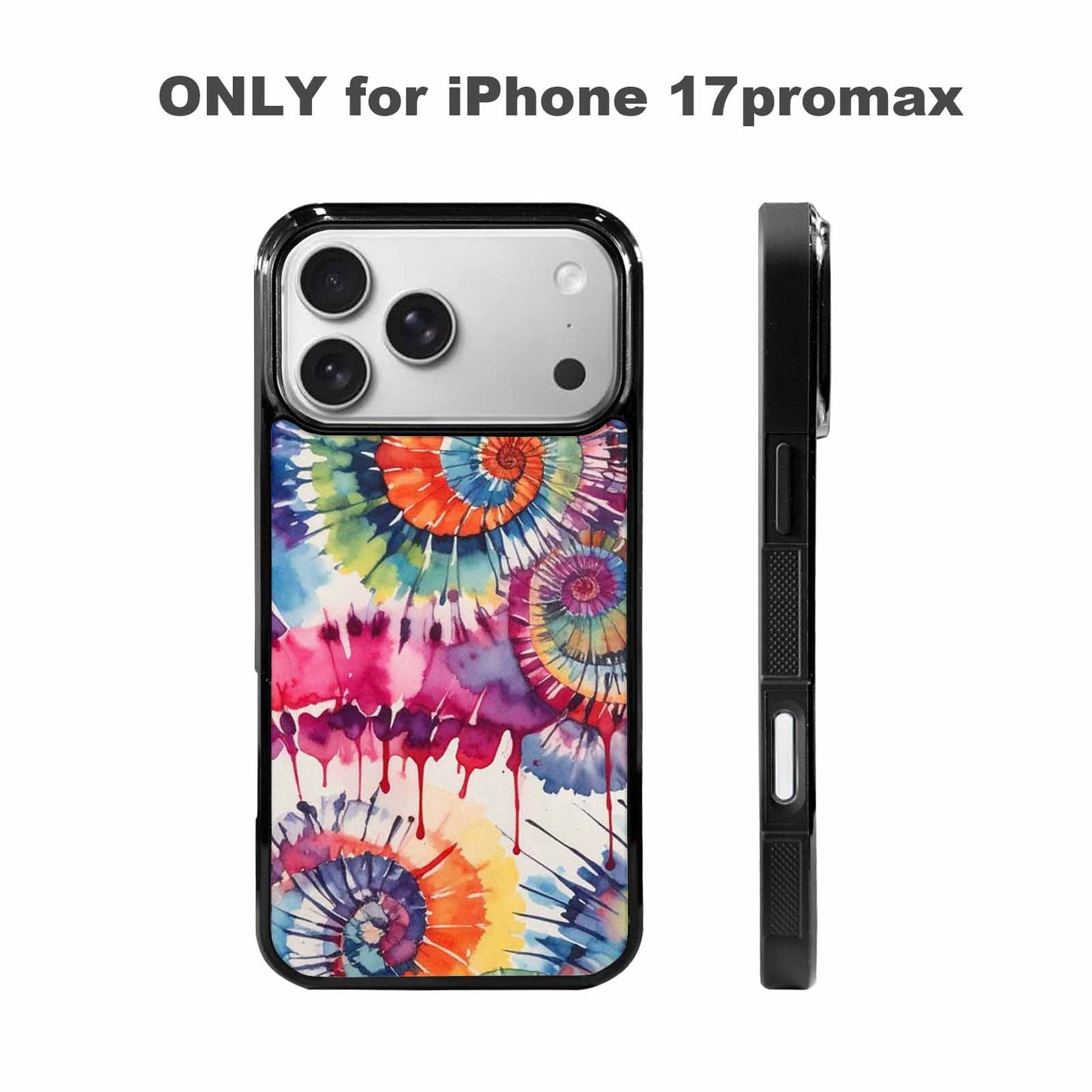 iPhone 17 Pro Max Case — Tie Dye Swirls Black Tie Dye, Custom Printed Phone Case