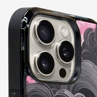 iPhone 15 Pro Max Case — Van Gogh Swirl Black Pink Ink, Customized Protective Case