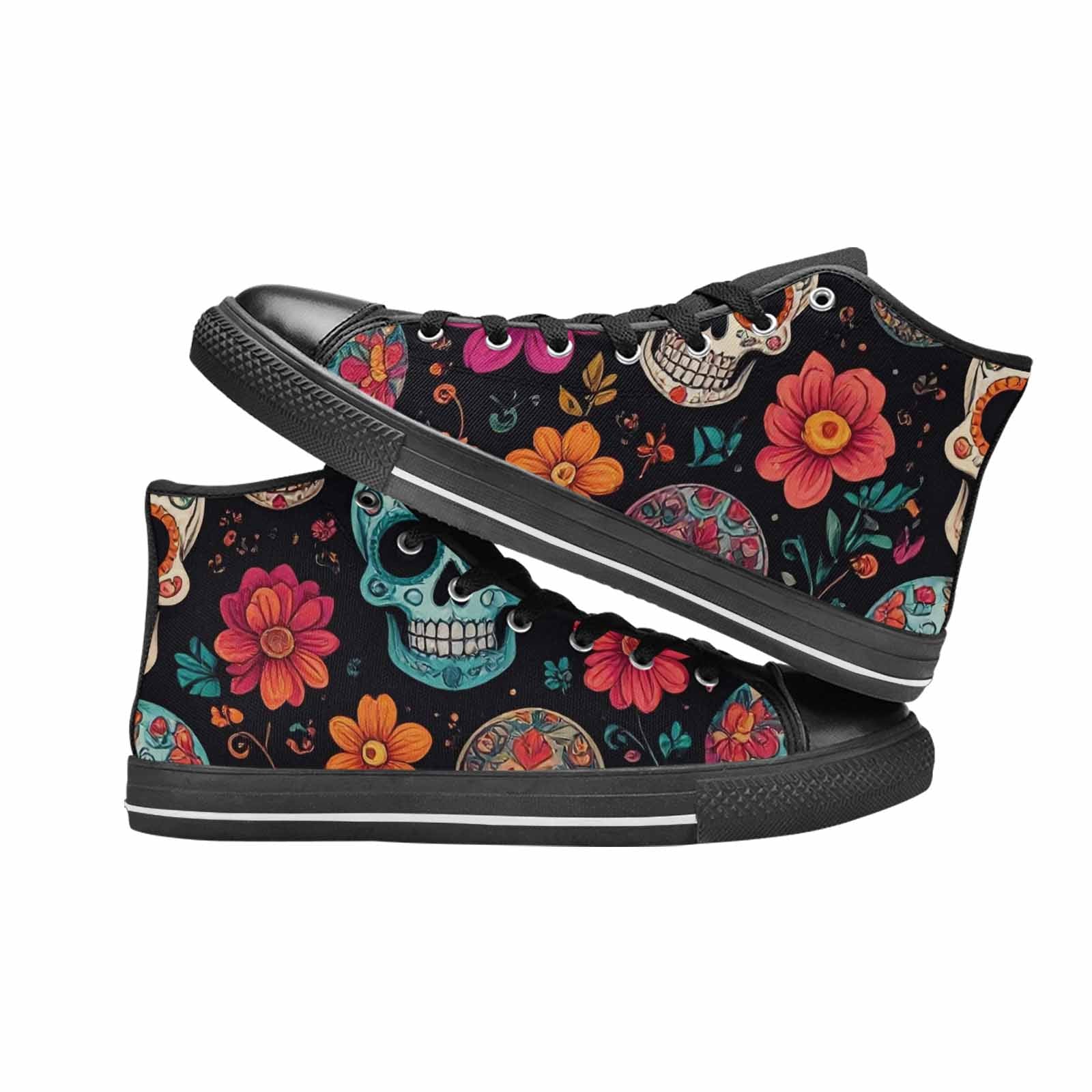 MEN'S Dia De Los Muertos Sugar Skull High Top Canvas Y2K Sneakers