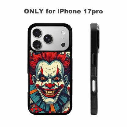 iPhone 17 Pro Case — Evil Circus Heads Faces Overlapping Cartoon, Custom Made Phone Cover
