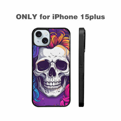 iPhone 15 Plus Case — Pride Flag Skulls Seamless Pattern Vibrant, Custom Designed Case Cover