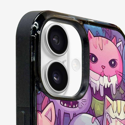 iPhone 16 Plus Case — Pastel Gore Cat Character Pattern Hundreds, Custom Printed Phone Case