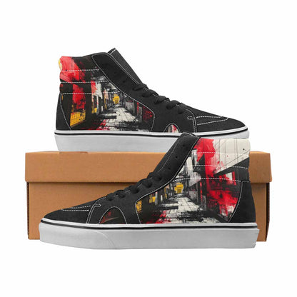 WOMEN'S Liminal Black & Red Ink High Top Canvas Streetwear Grunge Custom Kicks