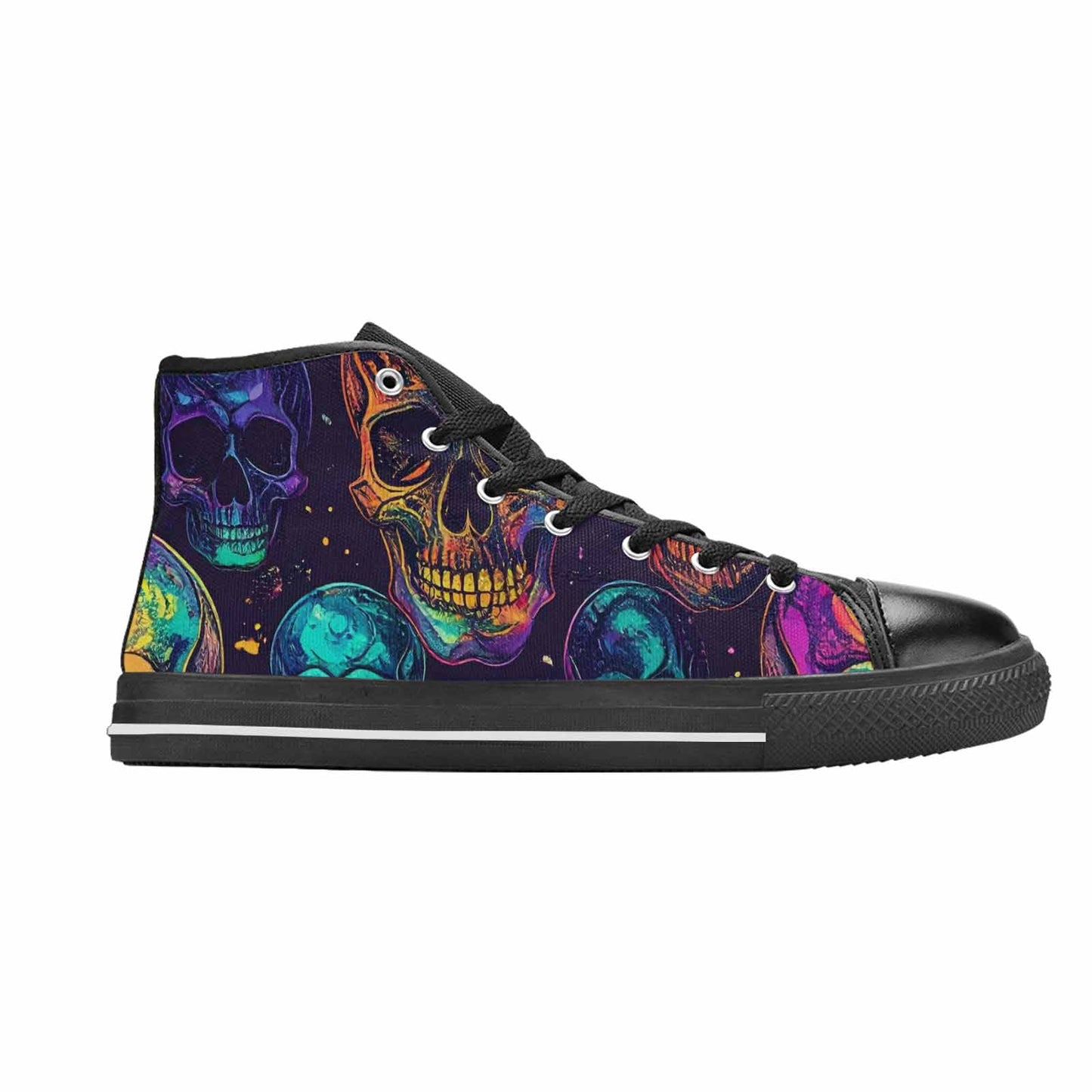 MEN'S Galaxy Skulls High Top Canvas Surreal Custom Sneakers