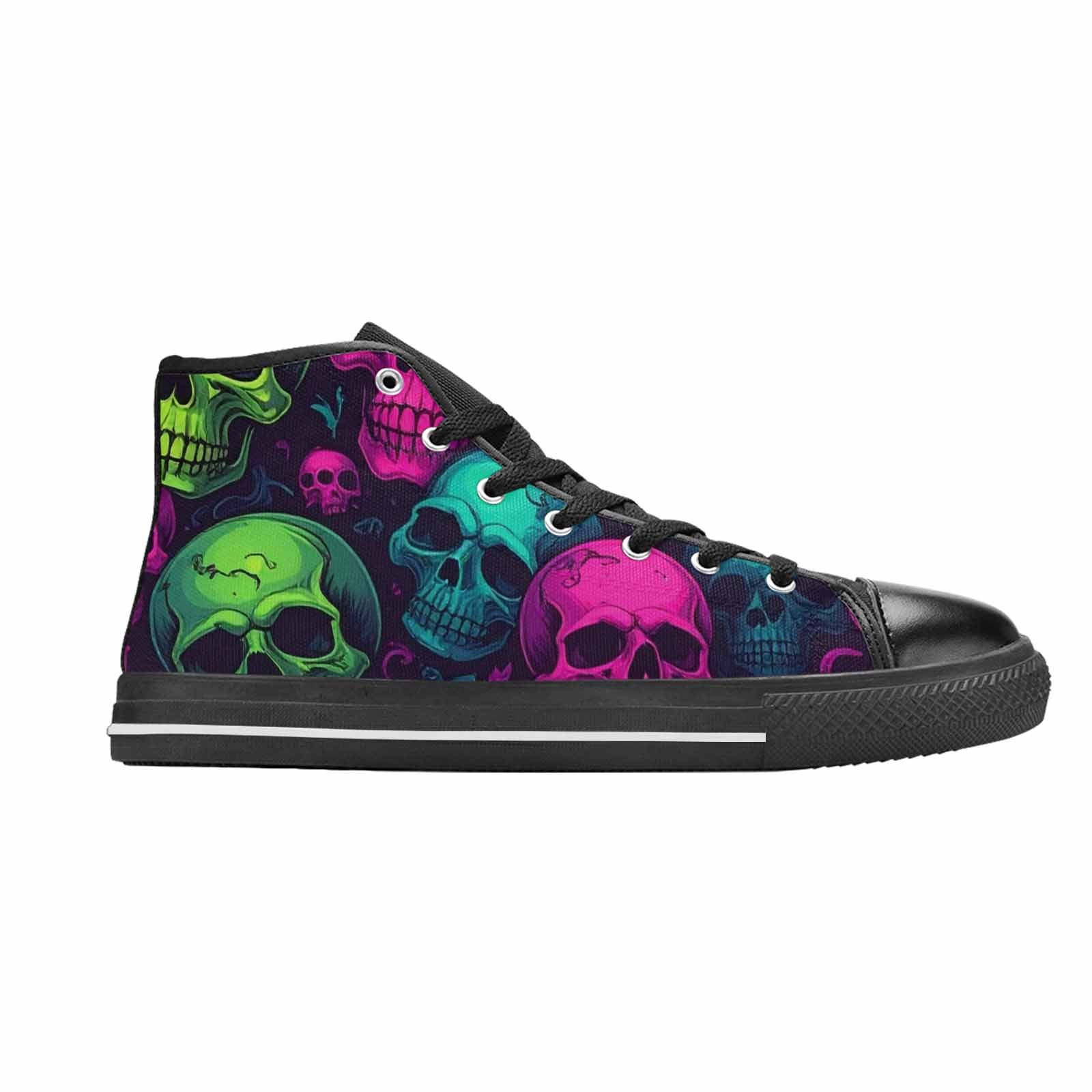 MEN'S Skulls - Neon High Top Canvas Dark Academia Custom Shoes