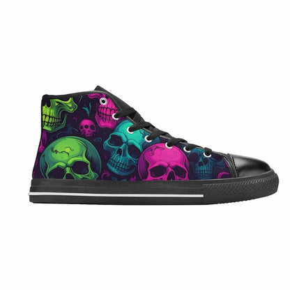 MEN'S Skulls - Neon High Top Canvas Dark Academia Custom Shoes