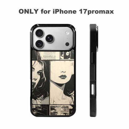 iPhone 17 Pro Max Case — Black And White Solid Retro Vintage, Original Design Phone Case