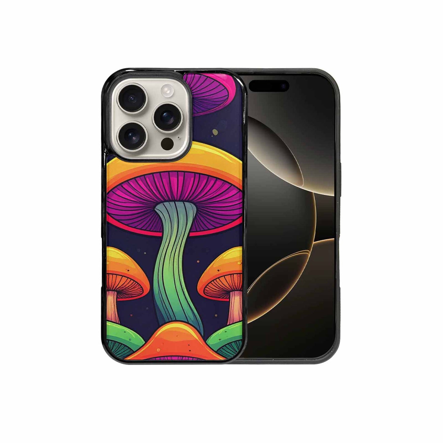 iPhone 16 Pro Case — Psychedelic Mushroom Cartoon Pattern, Custom Made Phone Cover