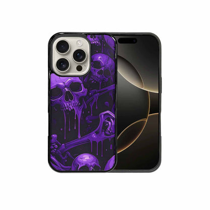 iPhone 16 Pro Case — Monochrome Purple Skeletons Neon Drip Melting, Custom Made Phone Cover