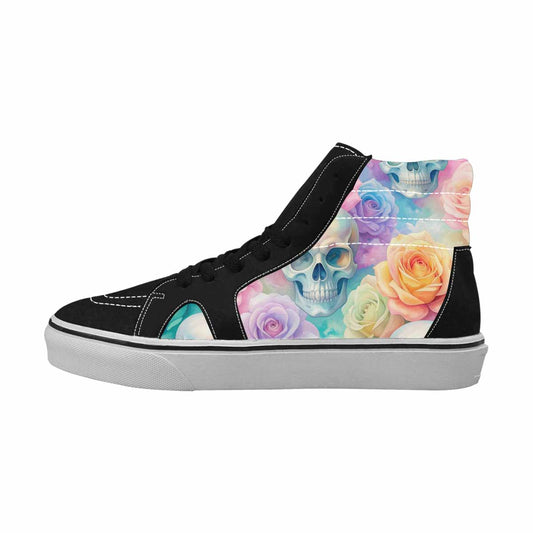 WOMEN'S Skulls Roses Candy Airbrush High Top Canvas Cottagecore Custom Sneakers