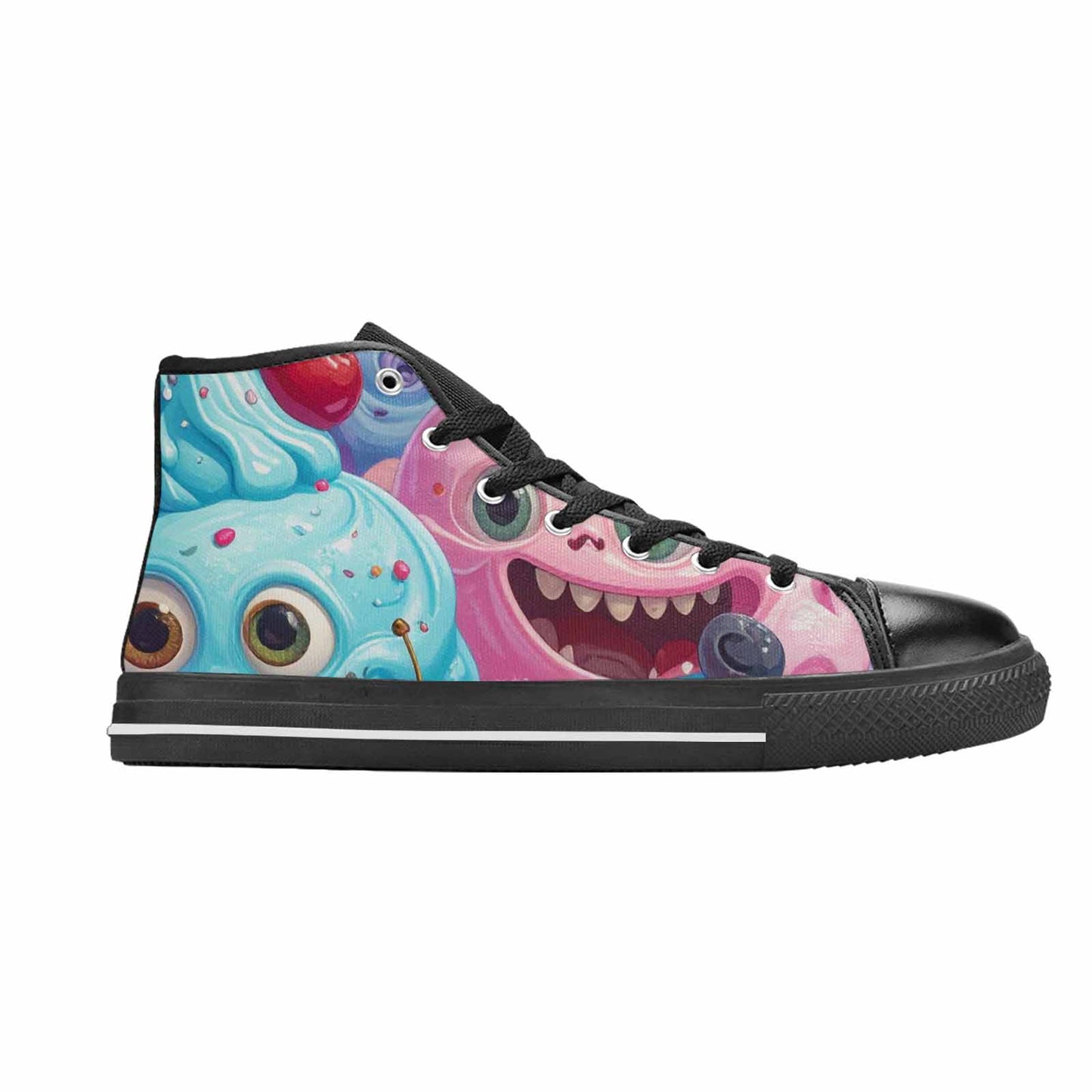 MEN'S Melting Icecream Monster Cherry High Top Canvas Aesthetic Sneakers