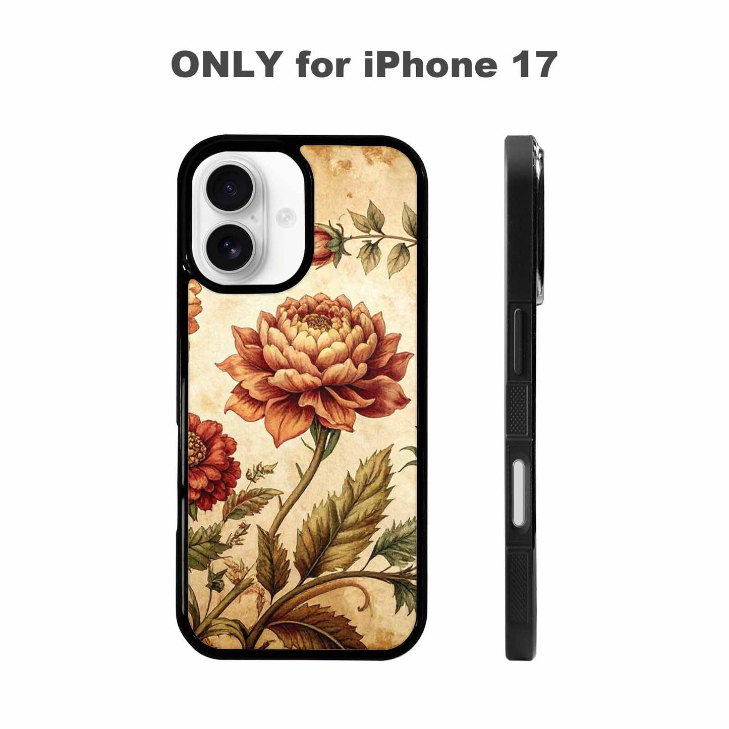 iPhone 17 Case — Vintage Botanical Art Pattern Floral, Custom Art Phone Cover