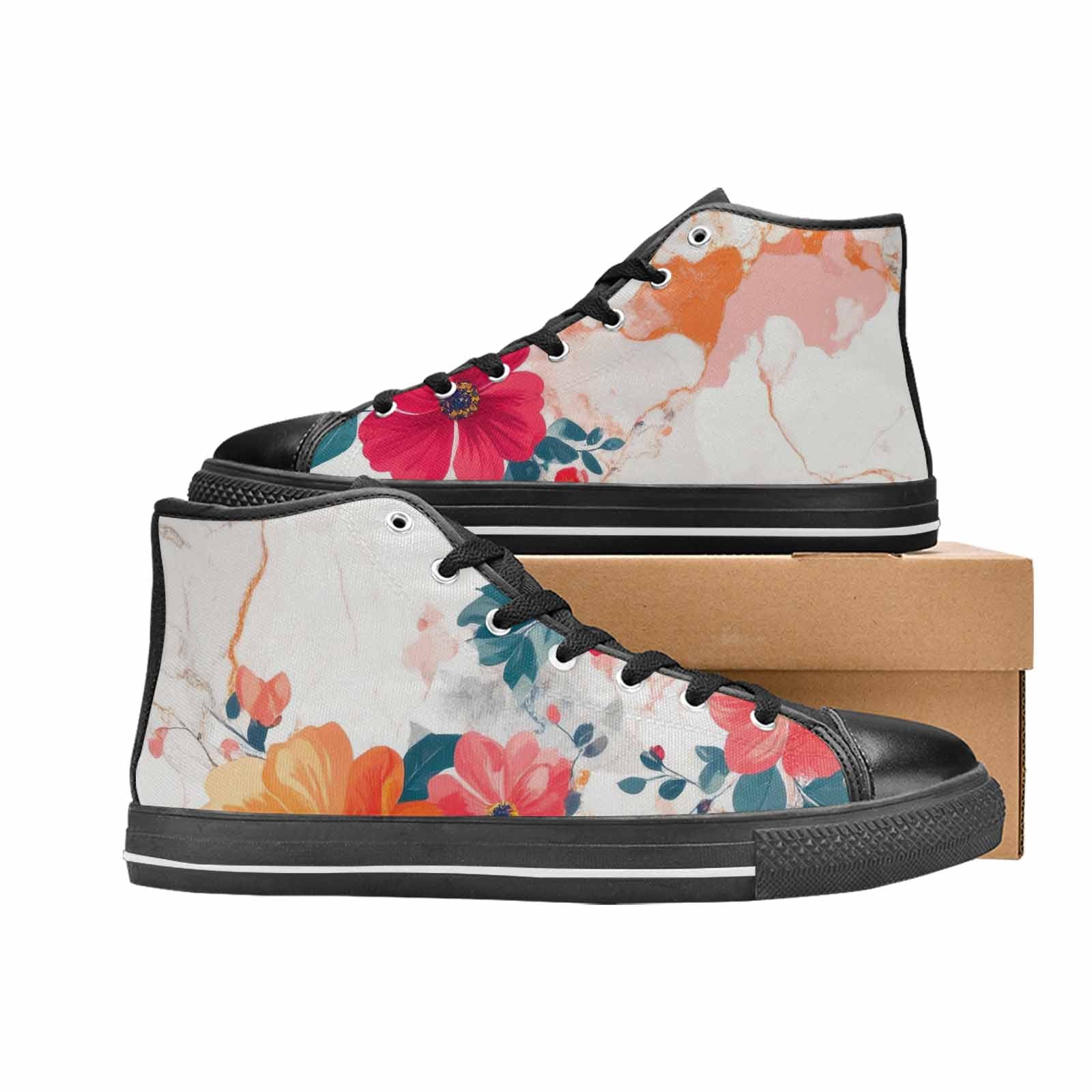 MEN'S Marble Floral High Top Canvas Y2K Shoes