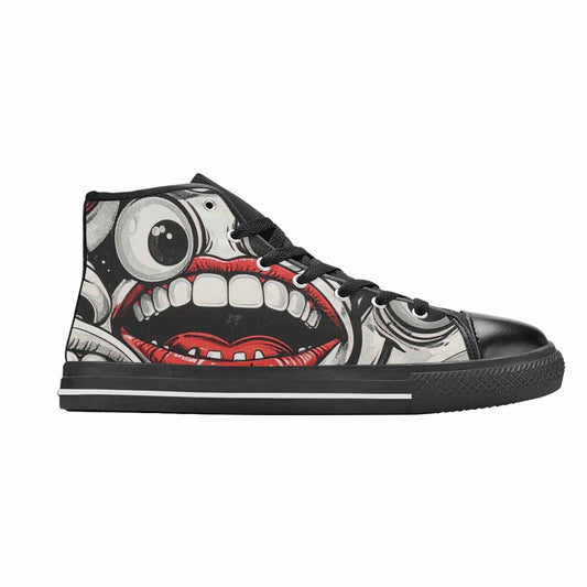 MEN'S Googly Cartoon Mouths High Top Canvas Wallpaper Art Shoes