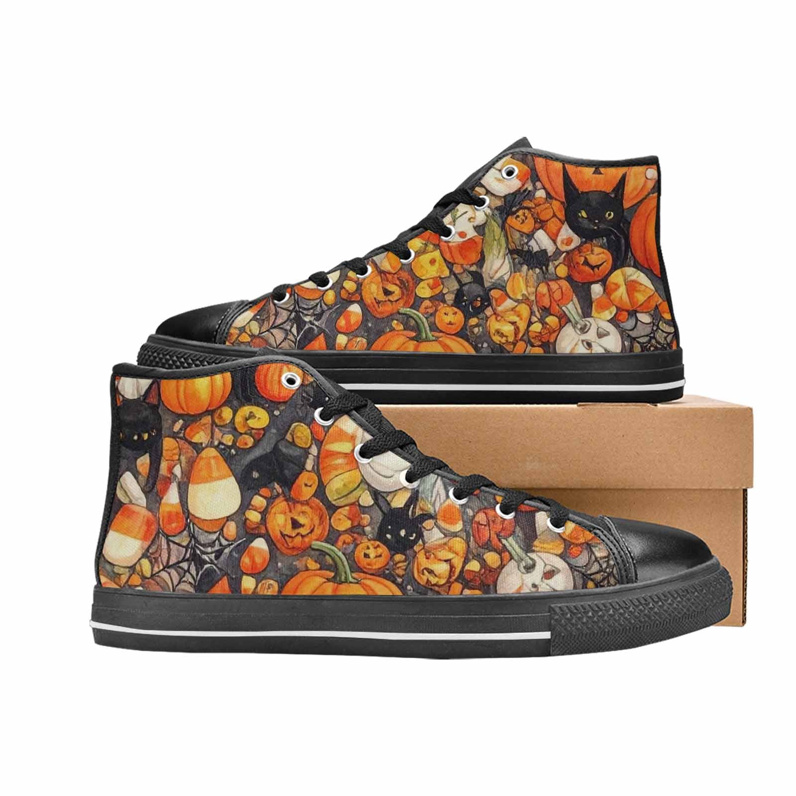 MEN'S Halloween High Top Canvas Wallpaper Art Custom Sneakers