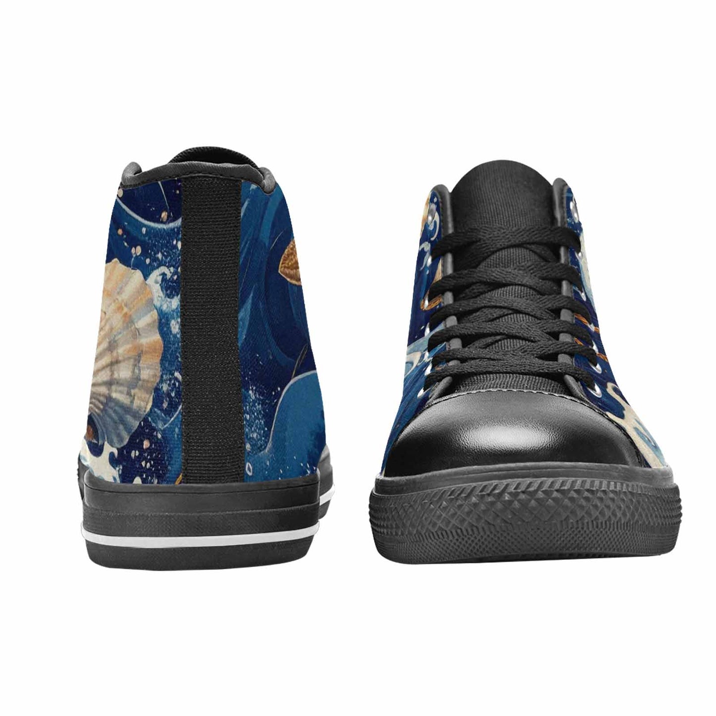WOMEN'S Ocean Wave High Top Canvas Wallpaper Art Custom Shoes