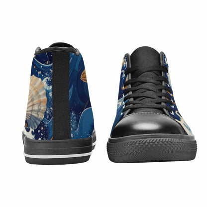 WOMEN'S Ocean Wave High Top Canvas Wallpaper Art Custom Shoes