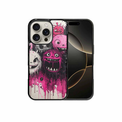 iPhone 16 Pro Case — Monsters General Black Pink Ink Cartoon, Custom Print Case Cover
