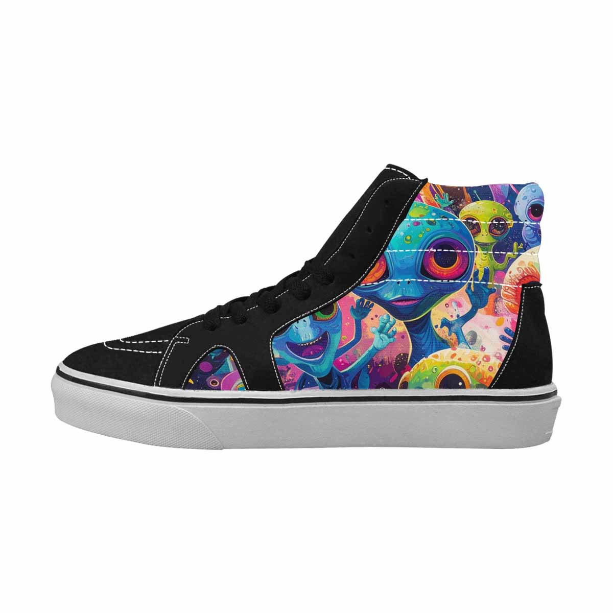 WOMEN'S Cartoon Alien Characters High Top Canvas Neon Fantasy Sneakers