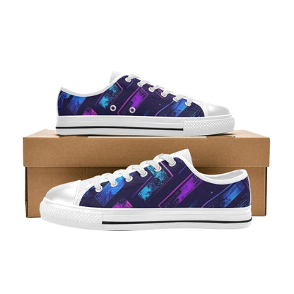 KIDS' Electric Houndstooth Dream 1 Low Top Canvas Wallpaper Art Shoes