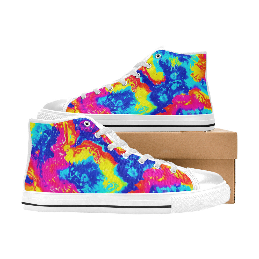 WOMEN'S Tie Dye Splash Retro High Top Canvas Surreal Shoes
