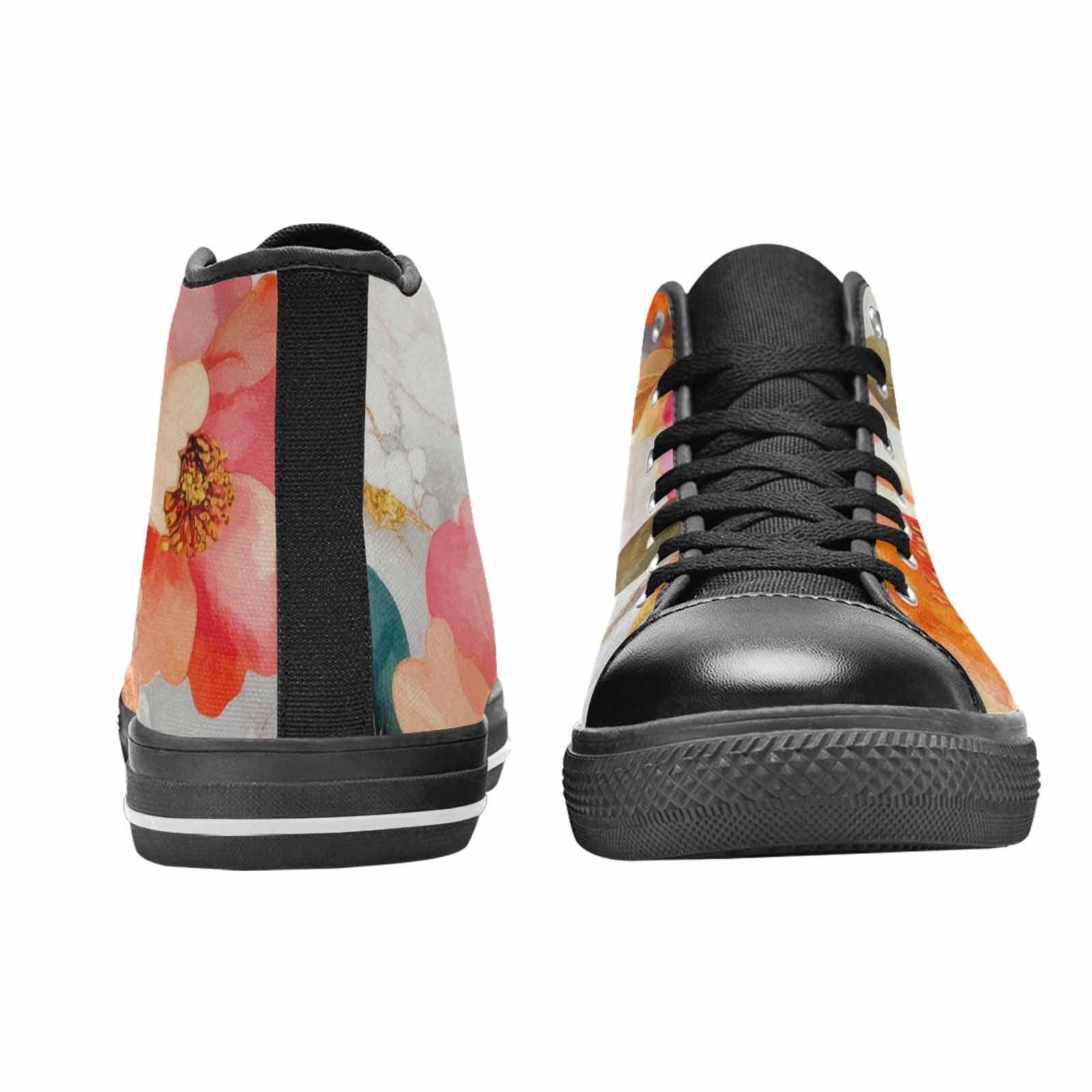 WOMEN'S Marble Floral High Top Canvas Cottagecore Sneakers