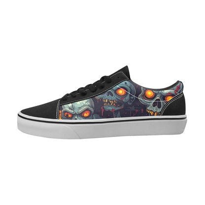 Halloween Zombie Horror Repeat Lots of overlapping Skull Cartoon Art Pattern Gritty 40373 Men's Low Top Skateboarding Shoes (Model E001-2)