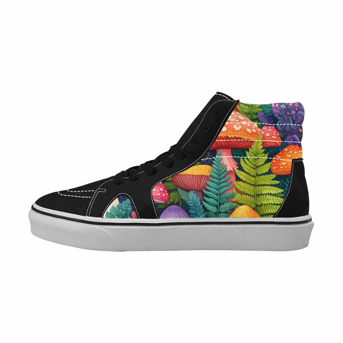 MEN'S Mushrooms  Botanical Mushrooms High Top Canvas Cottagecore Sneakers