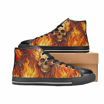 WOMEN'S Skulls - Flaming High Top Canvas Vivid Shoes