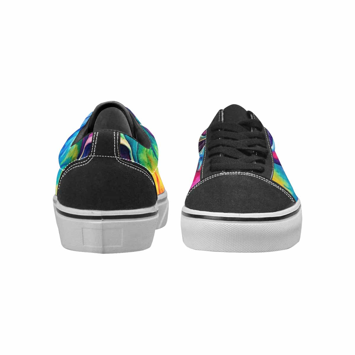 MEN'S Tie Dye Skulls Print Canvas Lace-Up Neon Fantasy Custom Shoes