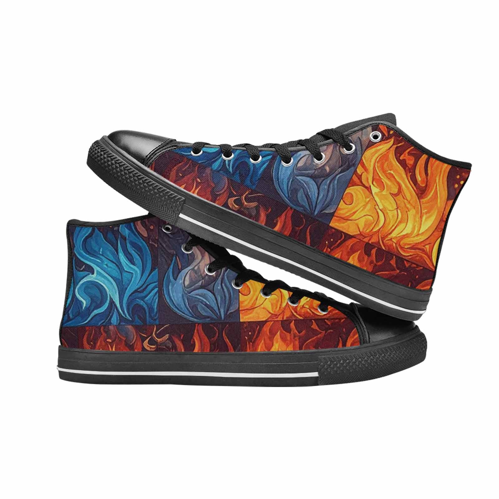 WOMEN'S Fire Flame High Top Canvas Y2K Custom Sneakers