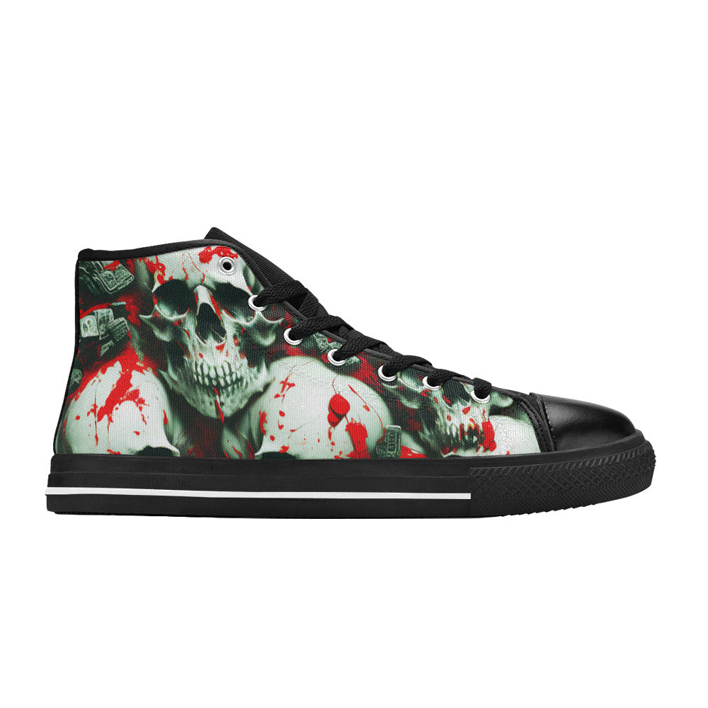 MEN'S Splatter Skulls 4 Men’S High Top Canvas Dark Academia Custom Shoes