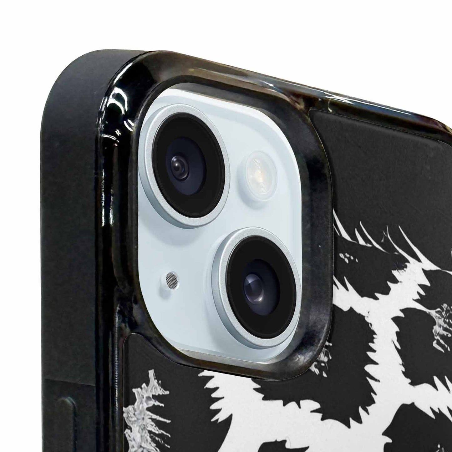 iPhone 15 Case — Leopard Print Black And White Style, Custom Art Phone Cover